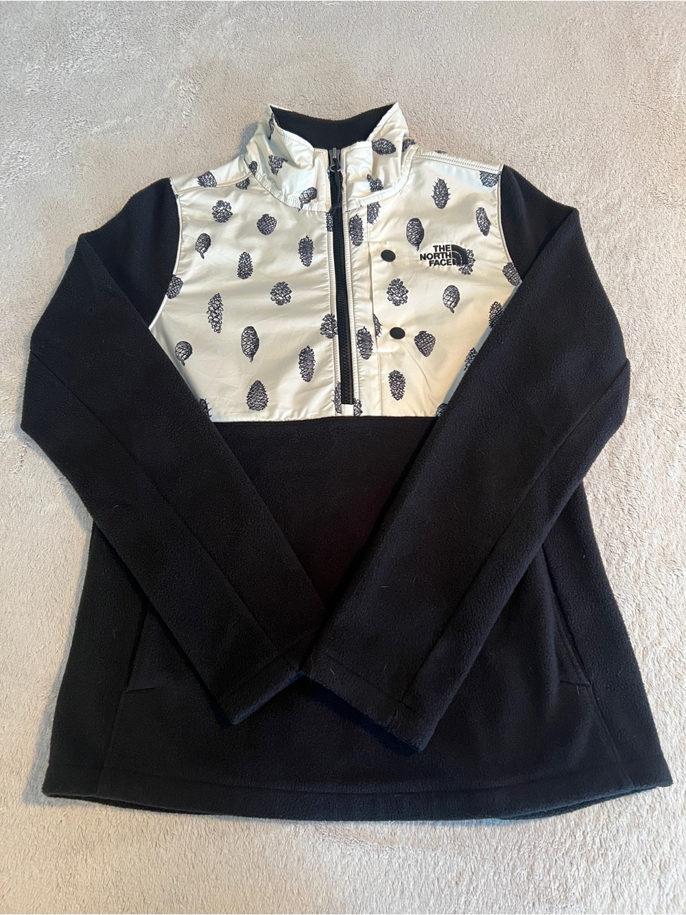 The North Face Women’s Fleece Pullover Black Pinecone Half Zip Jacket Small
